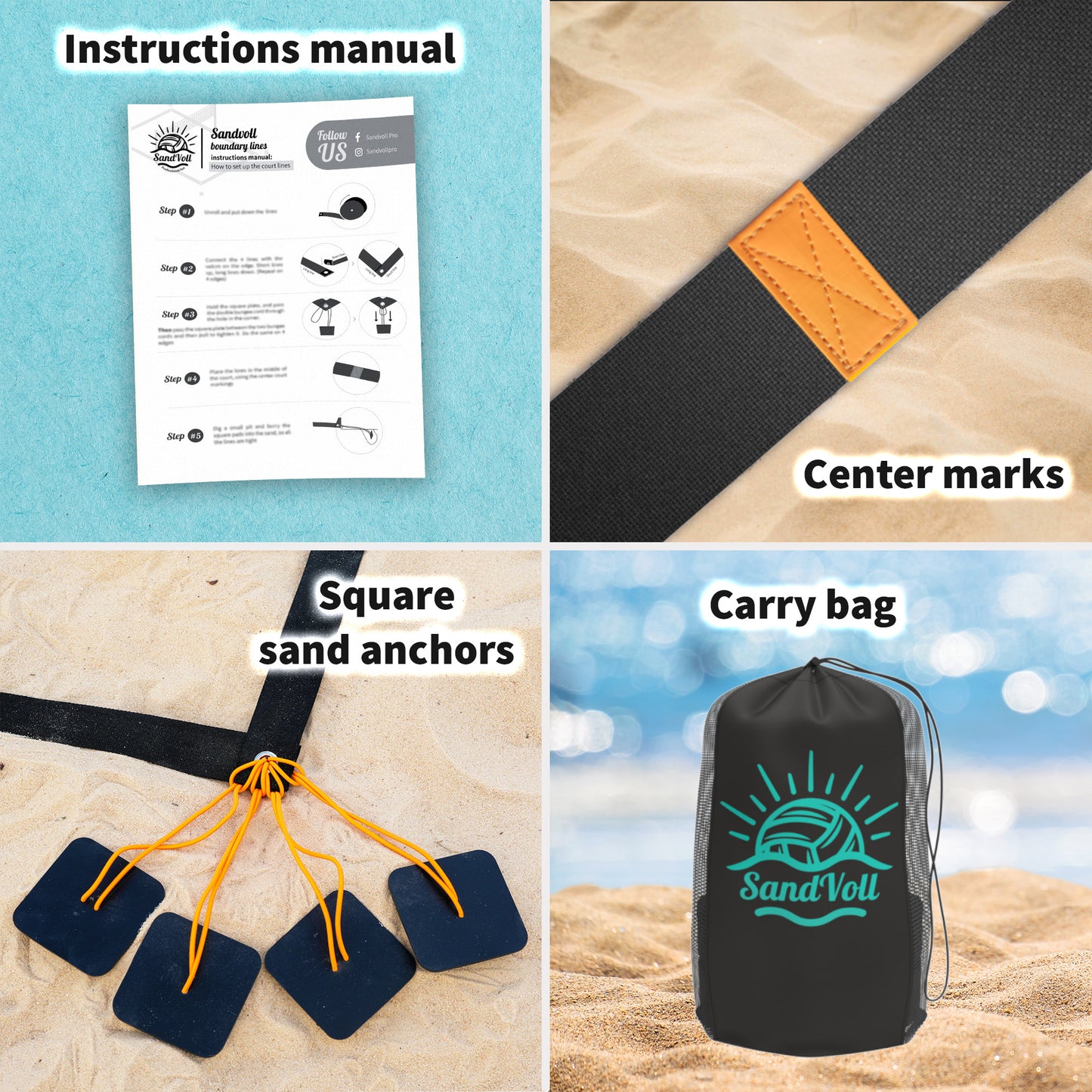 sandvoll volleyball lines black parts