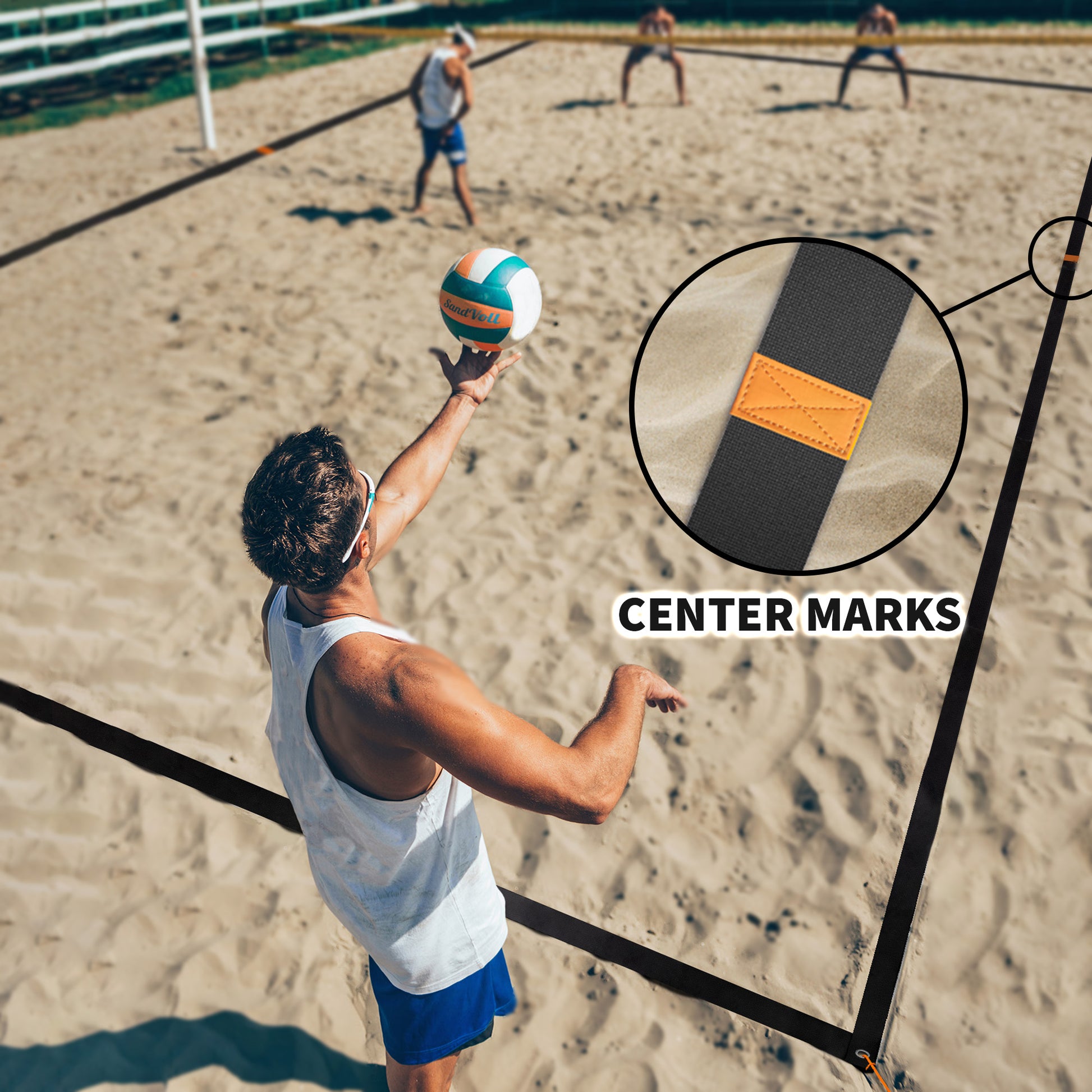 sandvoll volleyball lines black center marks