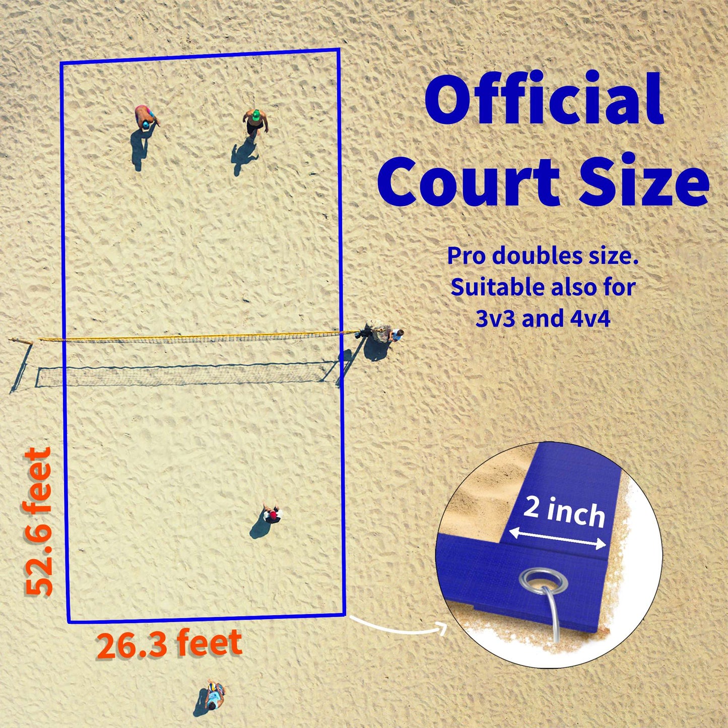 sandvoll volleyball lines blue measurements