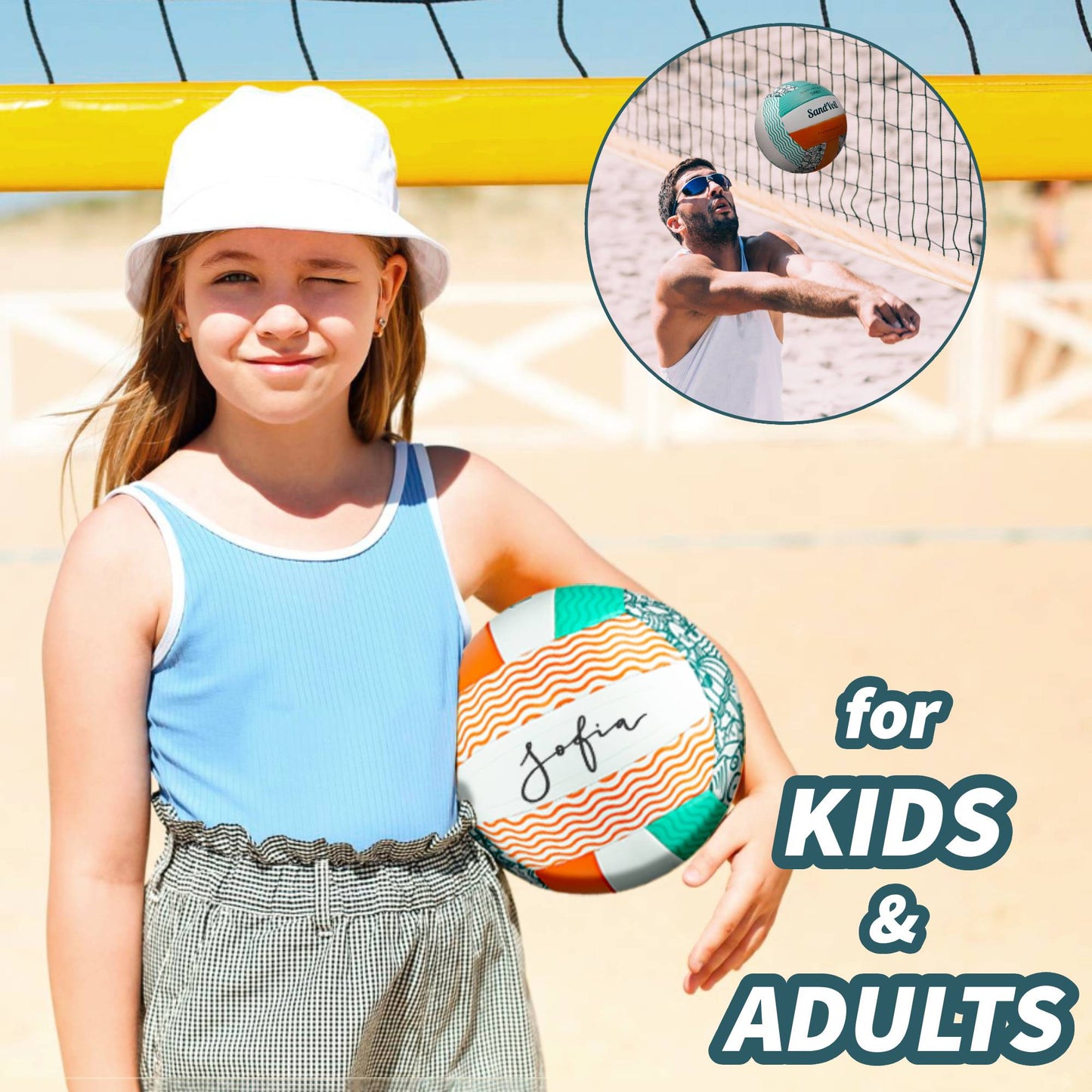 girl holding beach volleyball