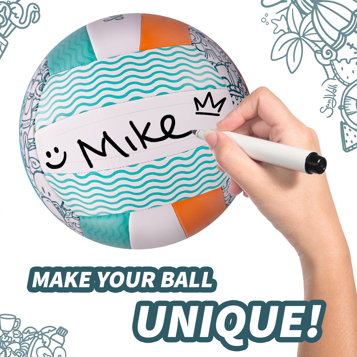 beach volleyball ball with marker