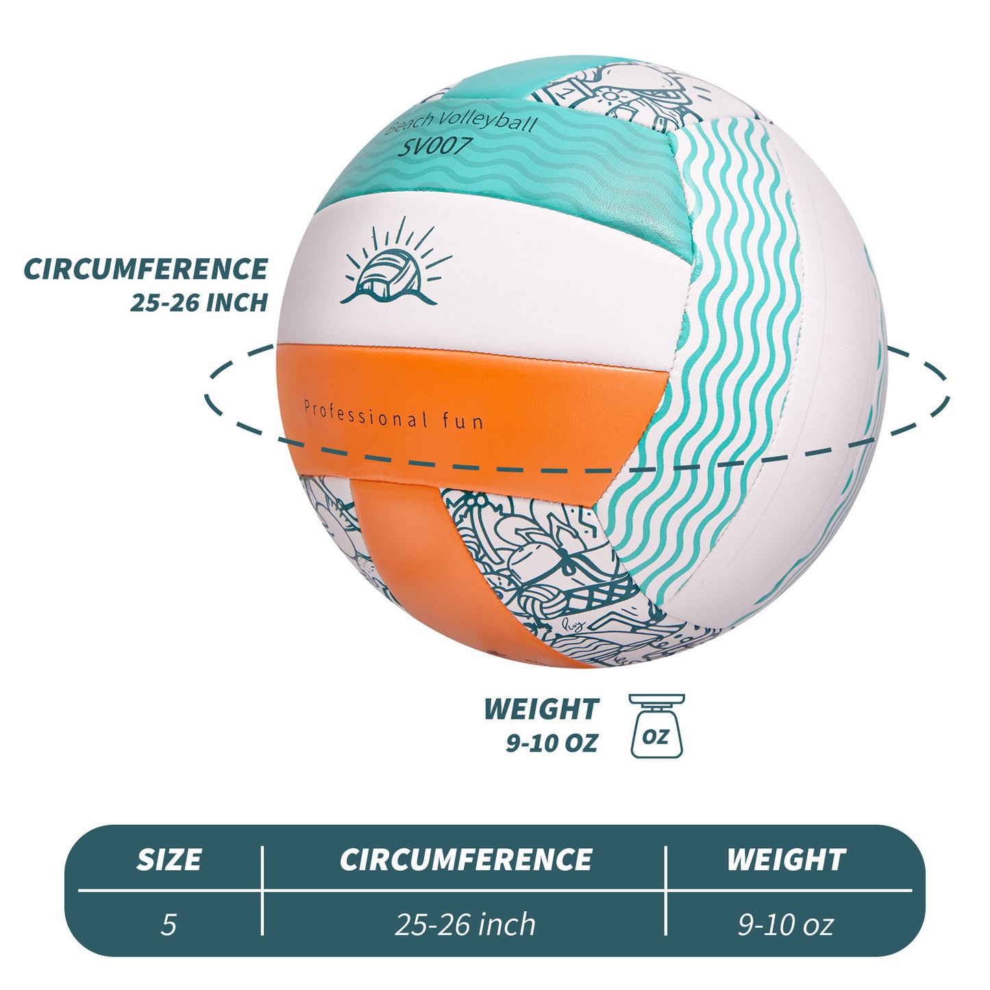 beach volleyball ball measurements