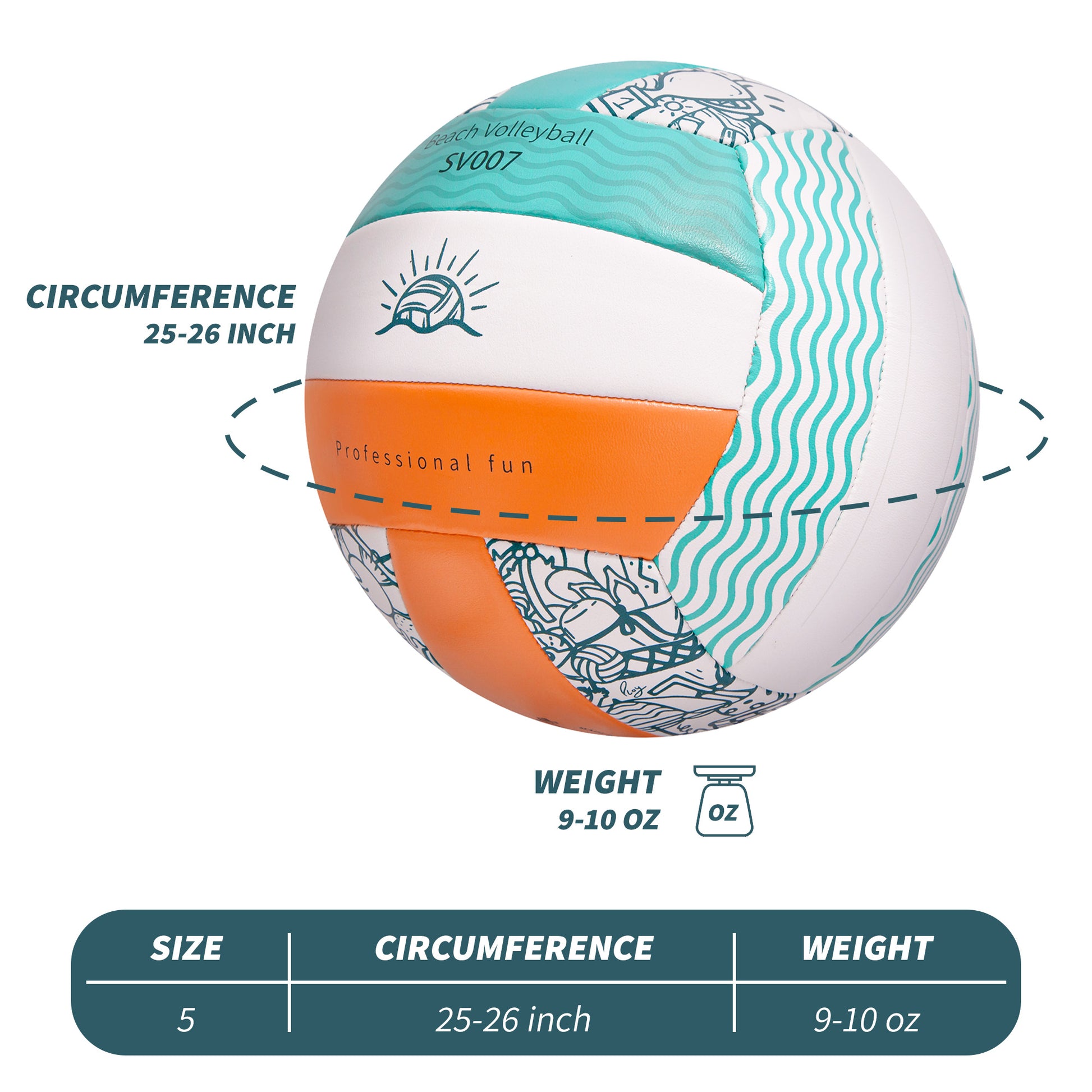 beach volleyball ball measurements