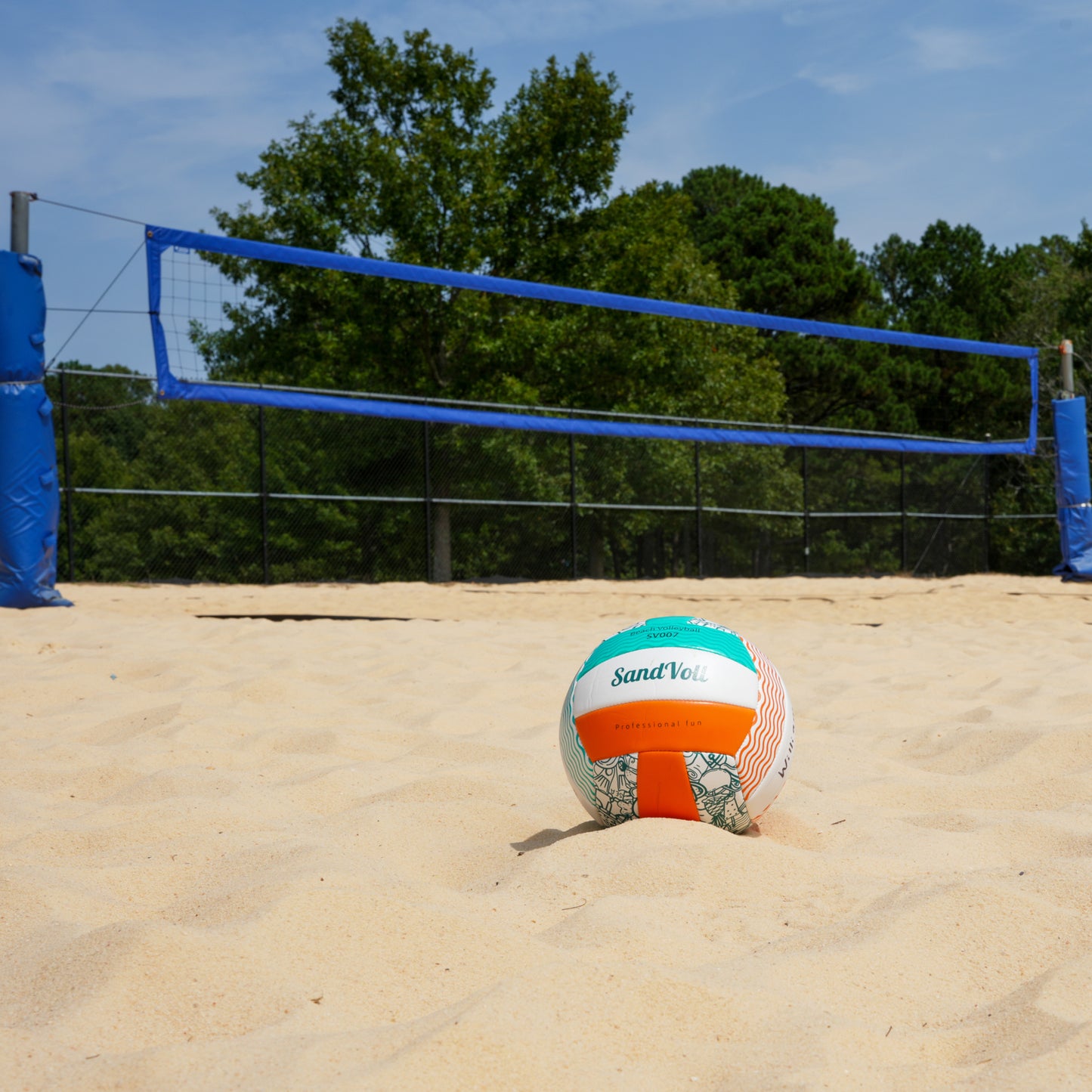 beach volleyball ball on sand in a court