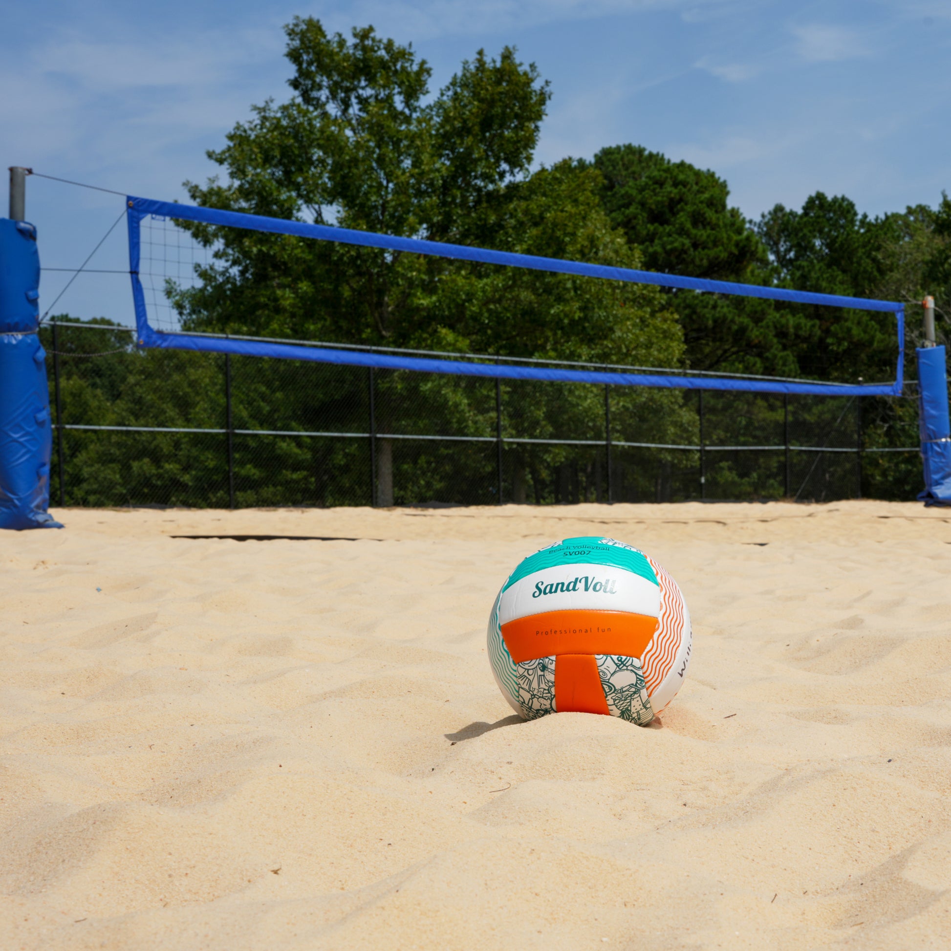 beach volleyball ball on sand in a court
