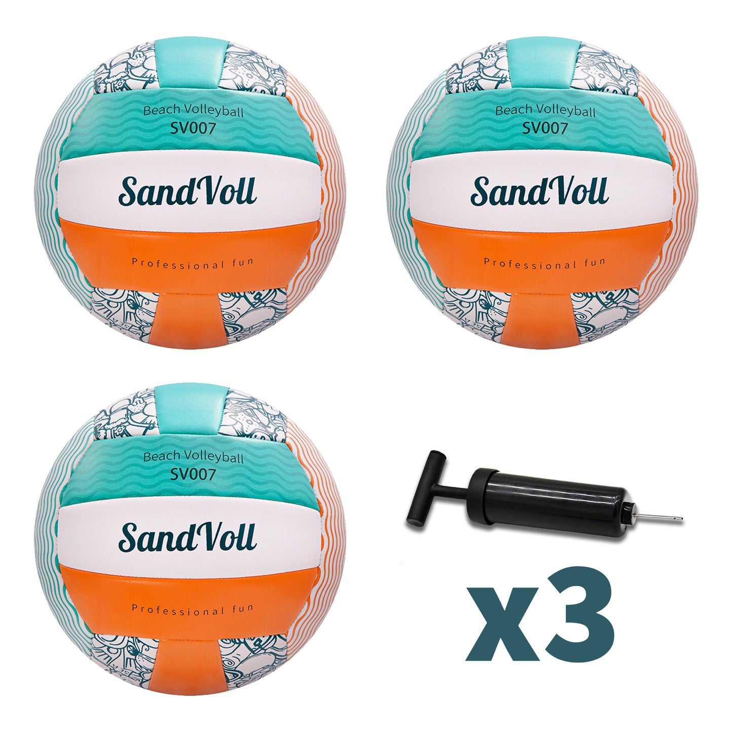 x3 Beach Volleyball Balls – Official Size, Soft Touch & Durable
