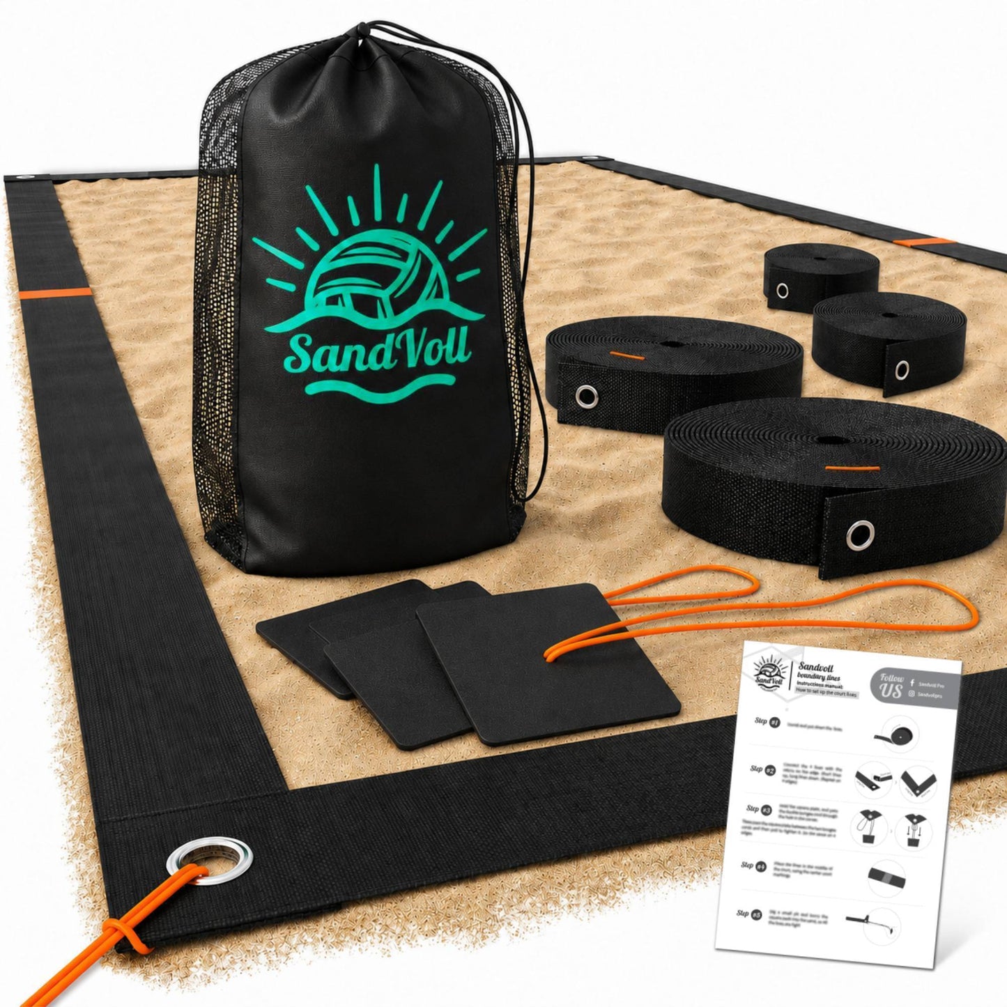 Beach Volleyball Lines – Official Size (Black)