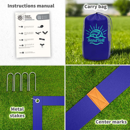 Grass Volleyball Boundary Lines – Official Size (Blue)