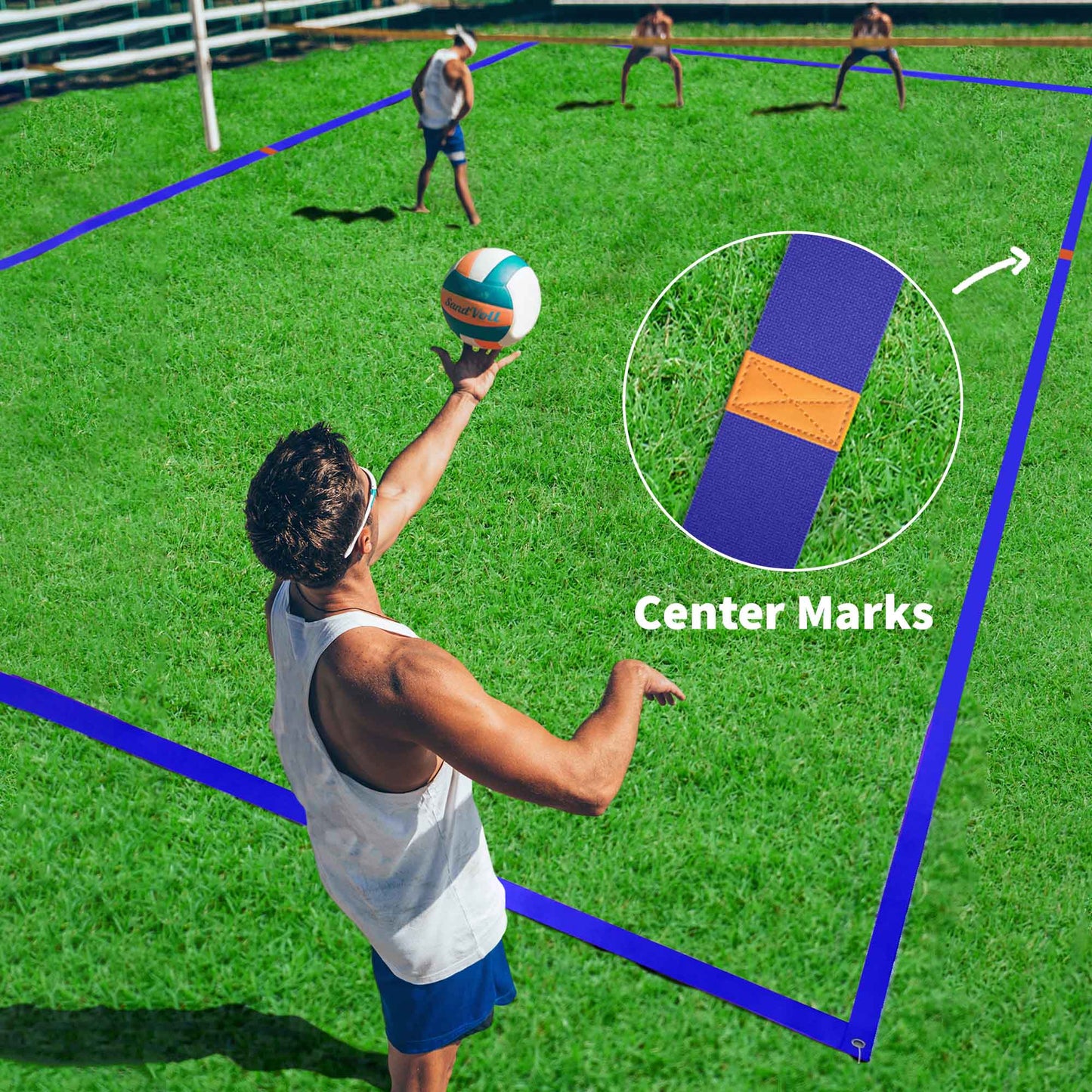 Grass Volleyball Boundary Lines – Official Size (Blue)