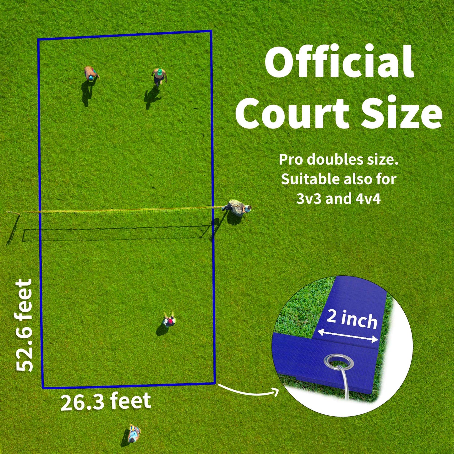 Grass Volleyball Boundary Lines – Official Size (Blue)