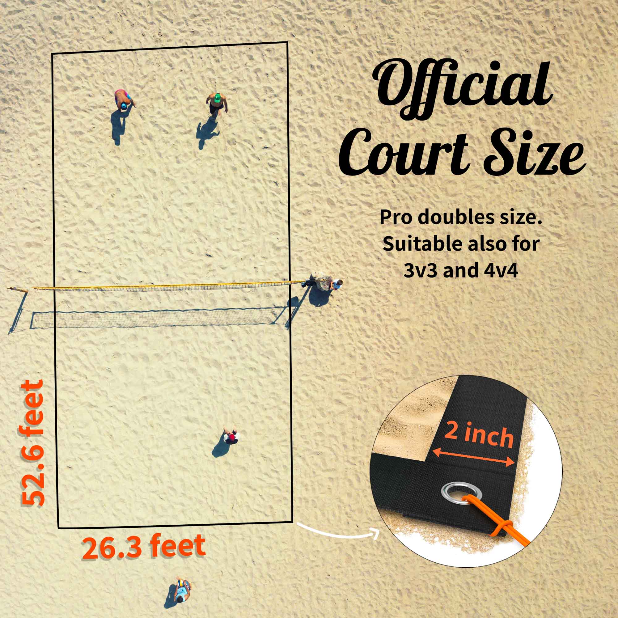 Sand volleyball on sale court dimensions